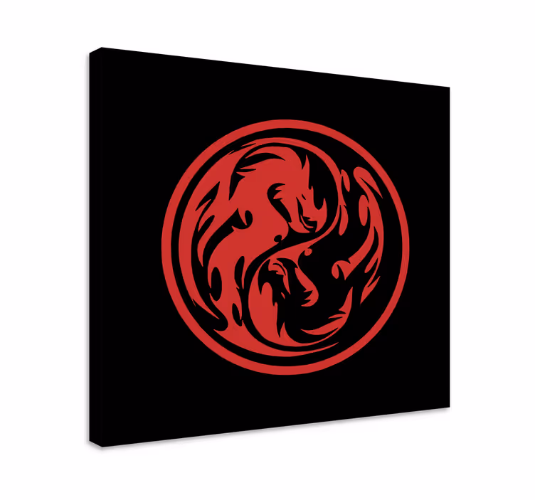 Crni i crveni zmaj yin yang zidni otisci - TenStickers
