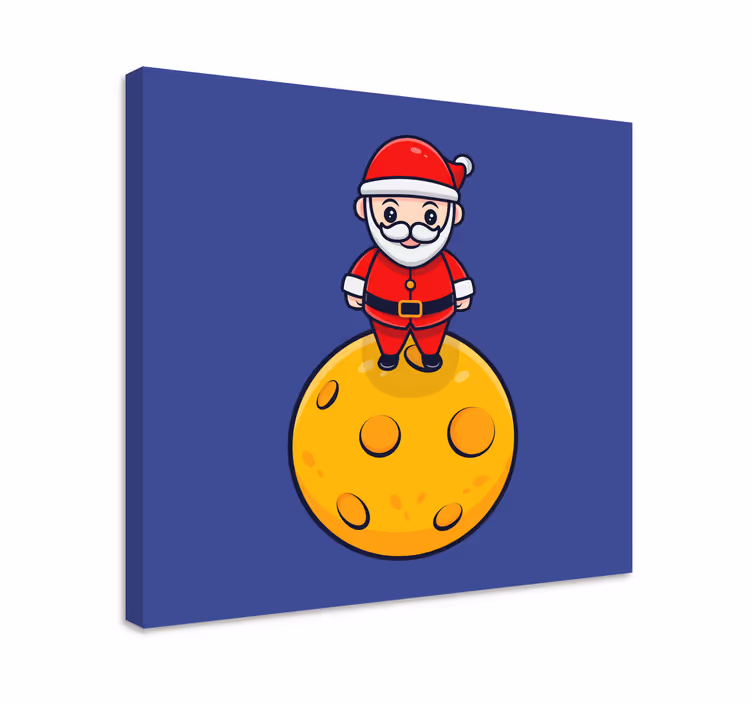 Slika na platnu djeca djed božićnjak na mjesecu - TenStickers