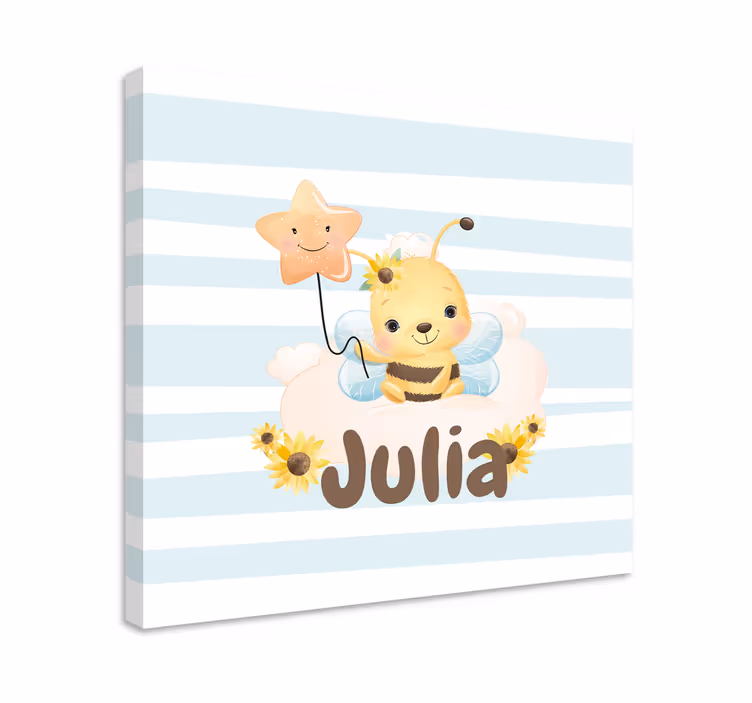 Slatke životinje pčele s imenom personalizirano platno - TenStickers