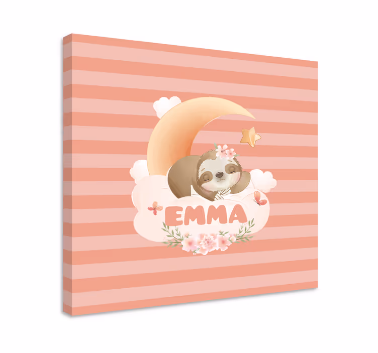3d platno lenjivac i mjesec - TenStickers