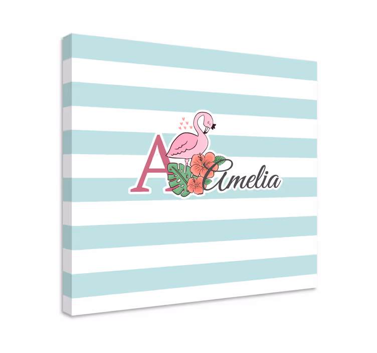 Slika na platnu vrtić s personaliziranim flamingom - TenStickers