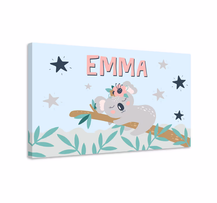 Slatka koala za djevojčice personalizirano platno - TenStickers