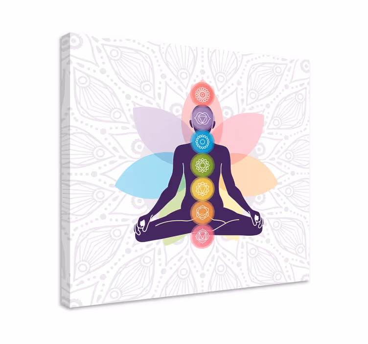 Slika na platnu buda silueta meditacijskih čakri - TenStickers