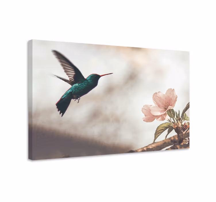 Slika na platnu ptica kolibri i cvjetovi - TenStickers