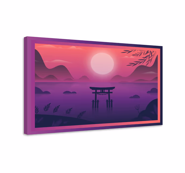 Slika na platnu  orijentalni zalazak sunca torii vrata - TenStickers