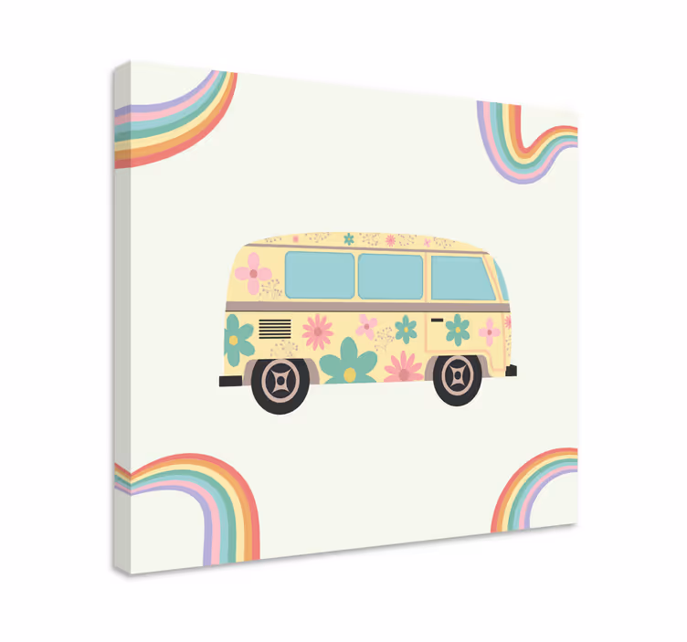 Print na platnu cvjetni retro kombi - TenStickers