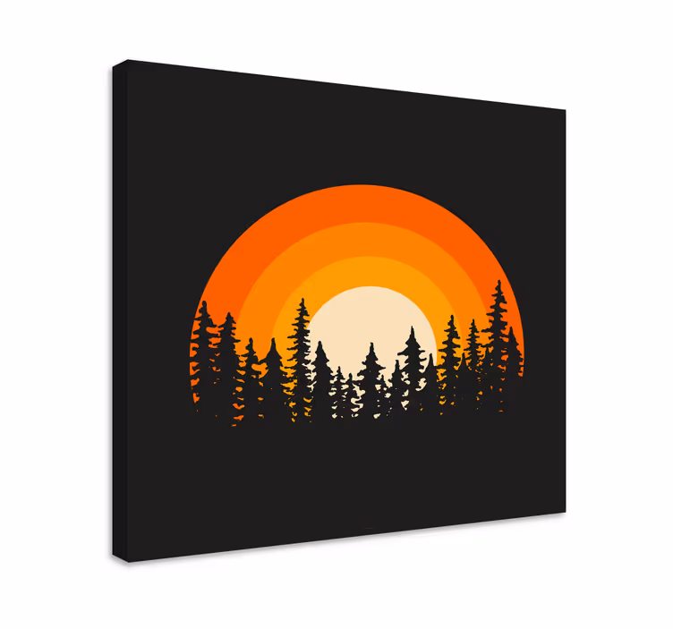 Slika na platnu krajolici stilizirana silueta zalaska sunca - TenStickers