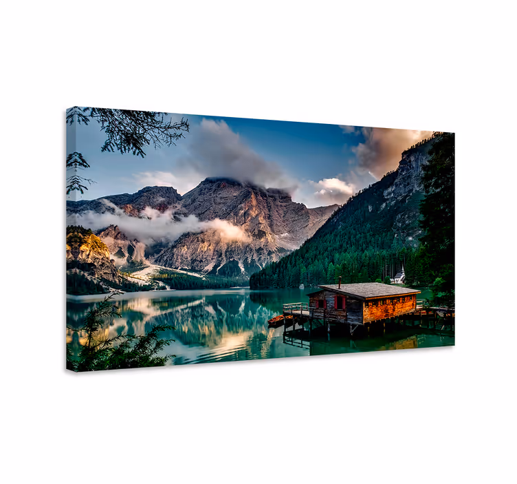 Slika na platnu krajolici pogled na planinsko jezero - TenStickers