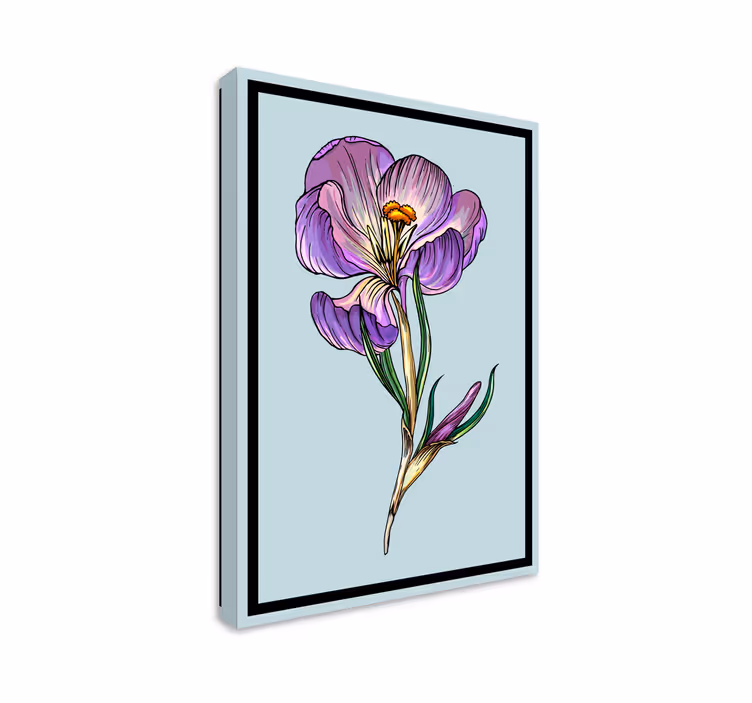 Slatki crtež plavi crocus cvijet platno - TenStickers