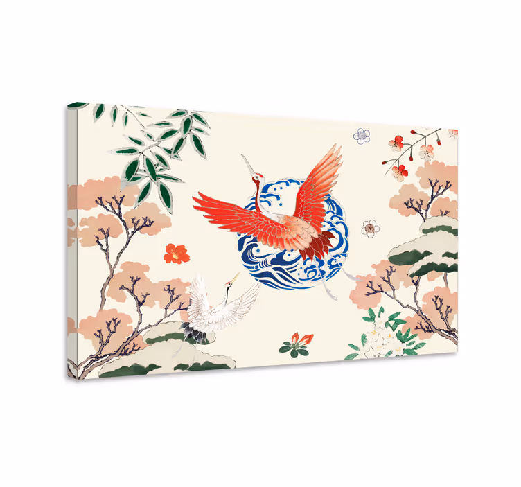 Chinoiserie crveno retro platno - TenStickers