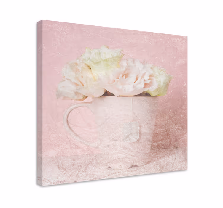 "shabby chic" ruže na retro platnu saksije - TenStickers