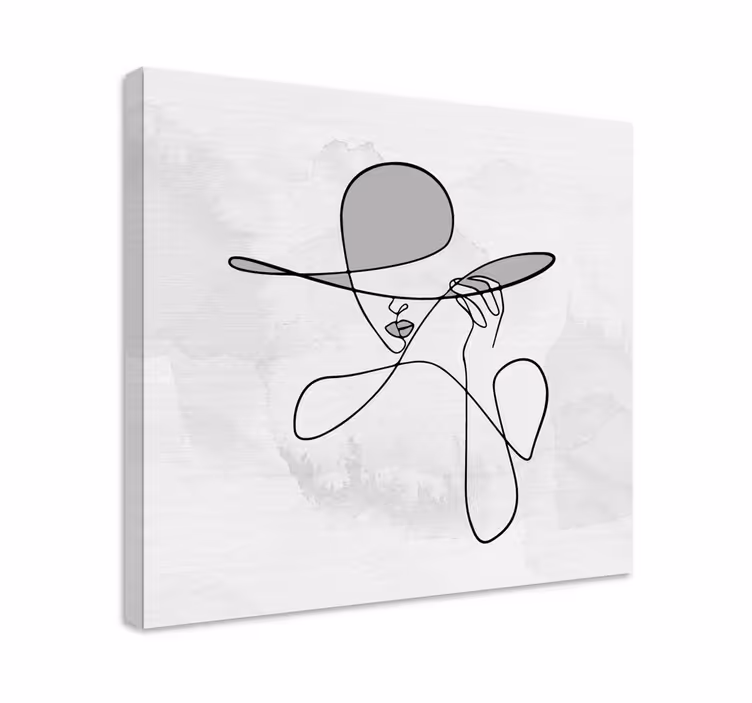 Minimalistička žena sa šeširom predsoblje platna - TenStickers