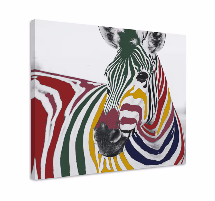 Slika na platnu životinje Šarena portret zebra - TenStickers