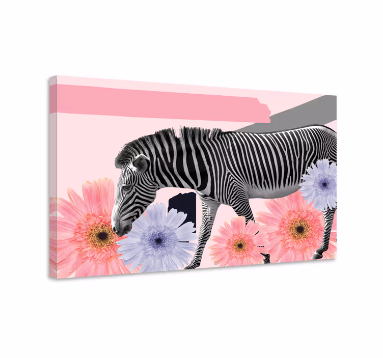 Slika na platnu životinje zebra među cvijećem - TenStickers