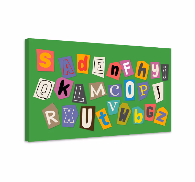 šarena slova zelena pozadina moderno platno - TenStickers