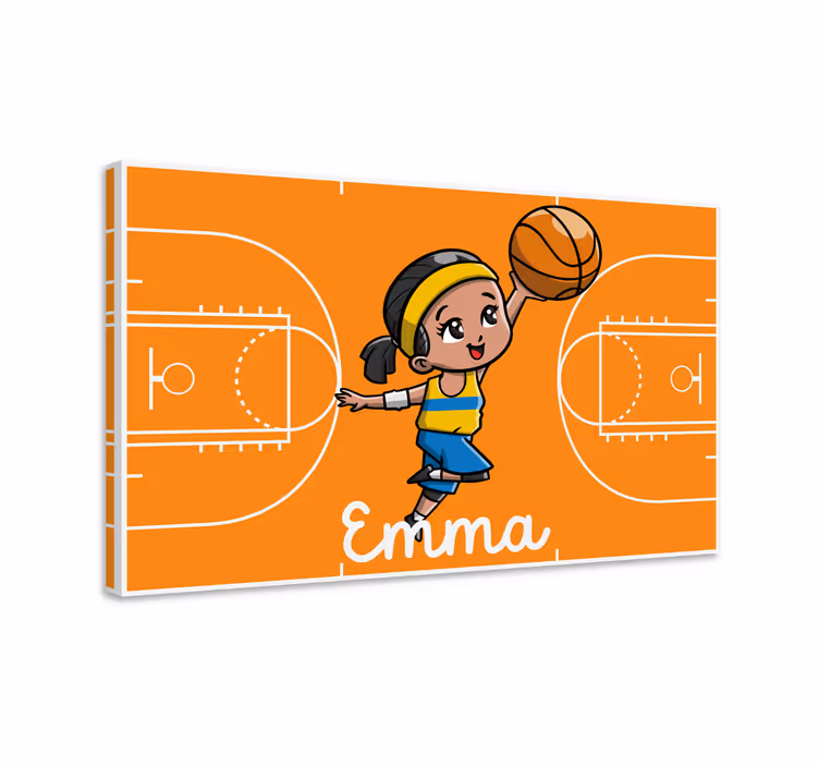 Slika na platnu djeca djevojčica koja igra košarku - TenStickers