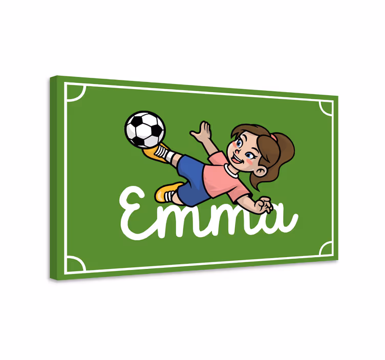 Djevojka nogometaš personalizirano platno - TenStickers