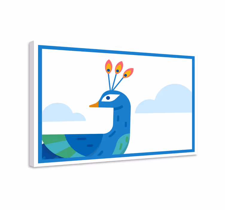 Slika na platnu životinje stilizirani plavi paun - TenStickers