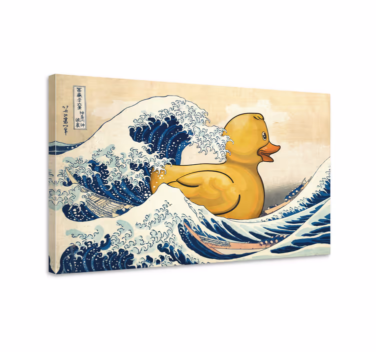 Umjetnički otisak na platnu kanagawa gumena patka - TenStickers