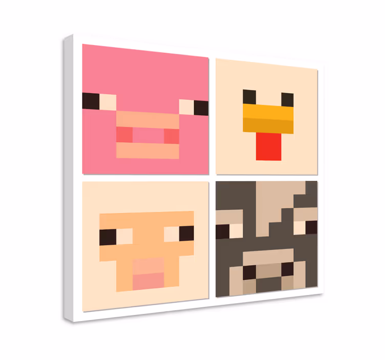 Slika na platnu video igre pixel umjetničke životinjske lica - TenStickers