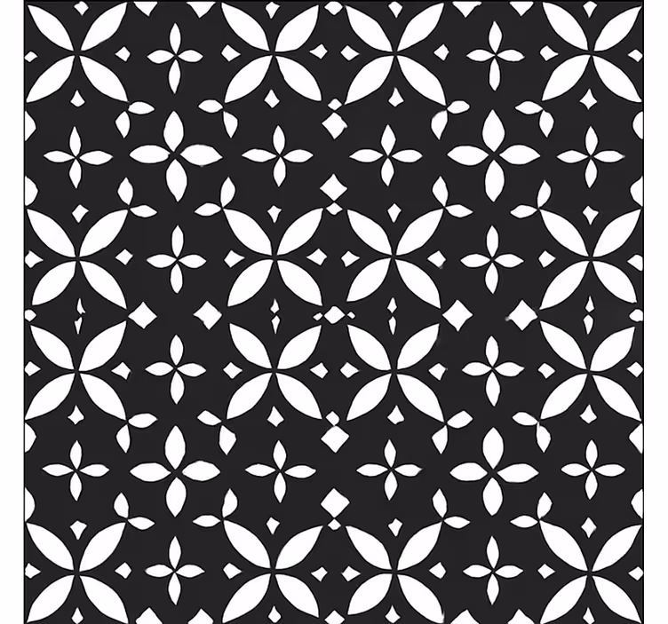 Vinil podovi blagovaonica crni cvjetni geometrijski - TenStickers