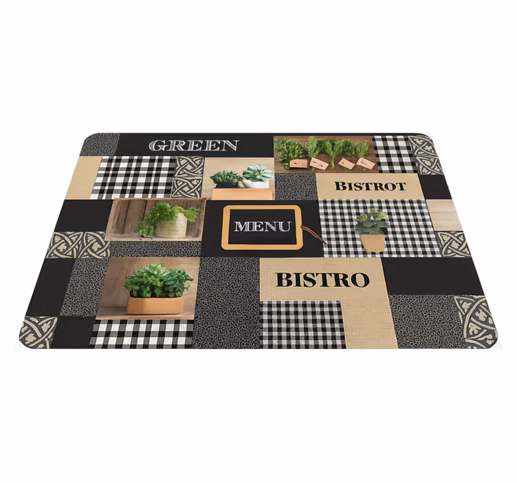 Vinil pod u kuhinji crno-bijeli bistro - TenStickers