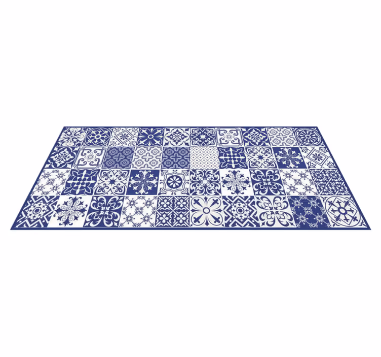 Vinil pod u kuhinji cobalt porcelanski kolaž - TenStickers