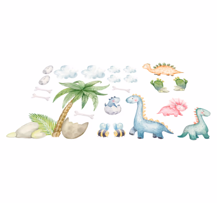 Vinil podovi životinja s preslatkim vodenim dinosaurima - TenStickers