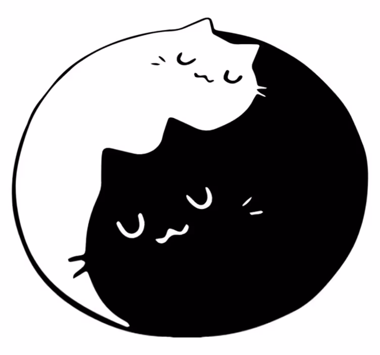 Vinil podovi životinja s mačkama yin yang - TenStickers