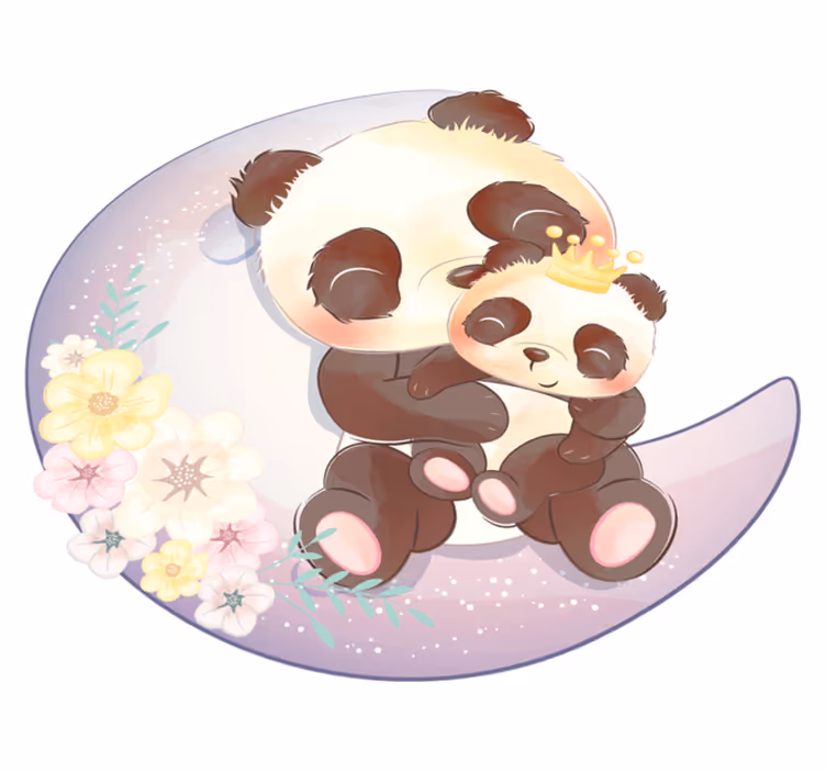 Vinil podovi životinja s dva panda na mjesecu - TenStickers