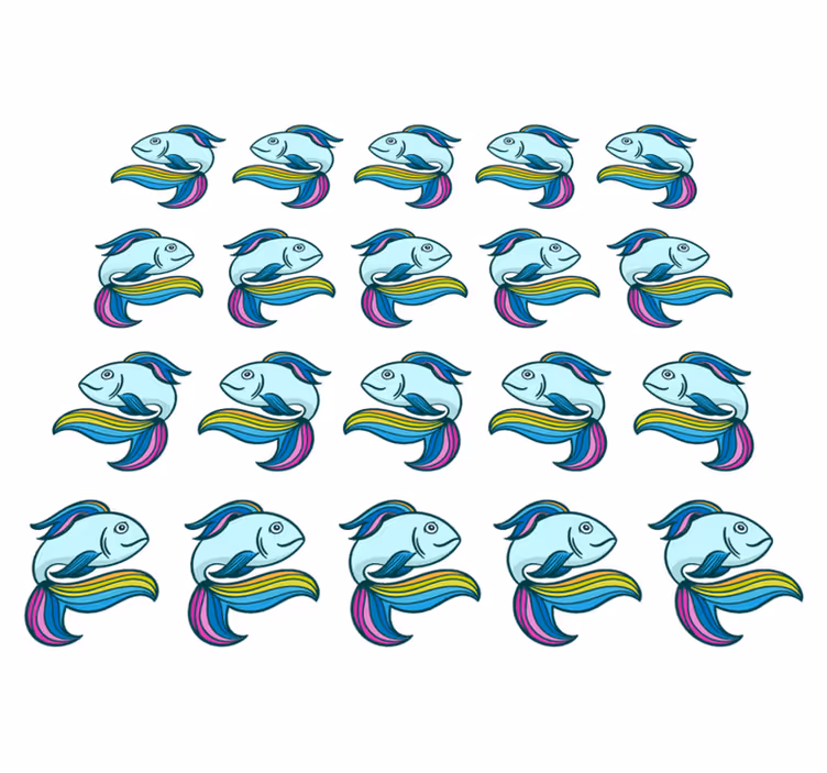 Vinil podovi životinja plava neonska riba - TenStickers