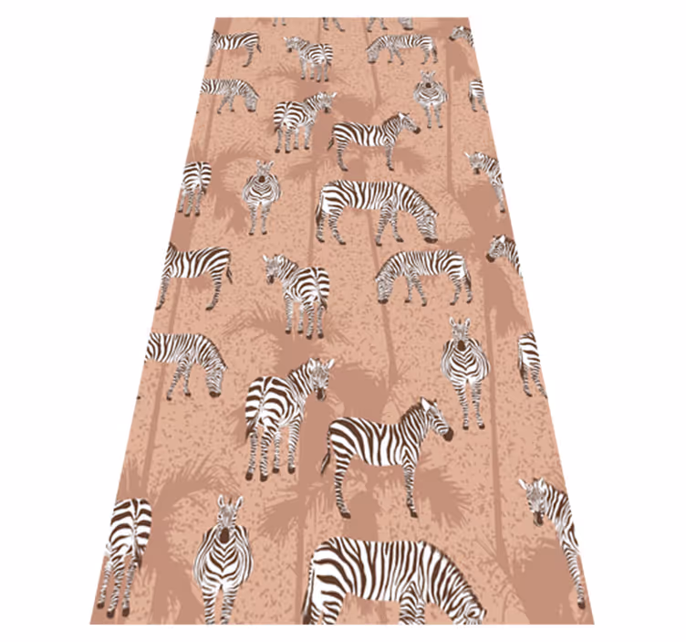 Vinil podovi životinja zebra i smeđe palme - TenStickers