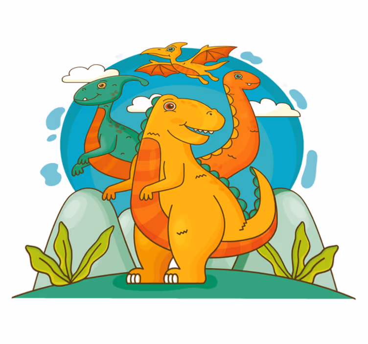 Vinil podovi životinja s dinosaurima u džungli - TenStickers