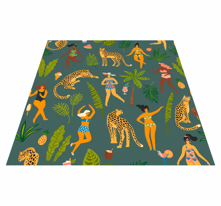 Vinil podovi životinja s ženom i leopard uzorkom - TenStickers