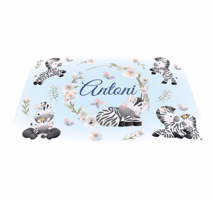 Vinil podovi životinja baby zebre s imenom - TenStickers