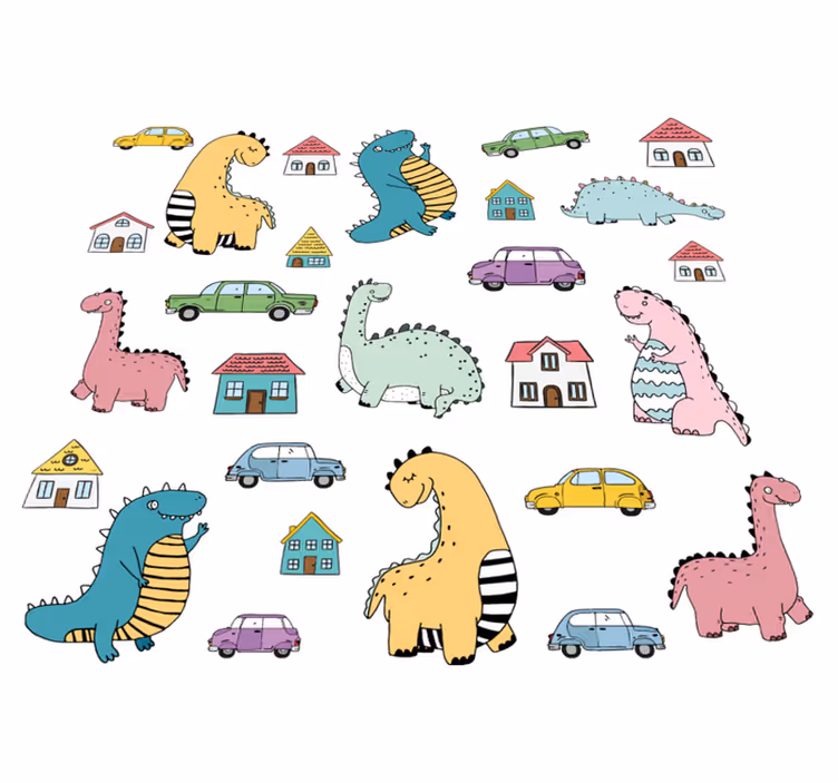 Vinil podovi životinja s šarenim dinosaurima - TenStickers
