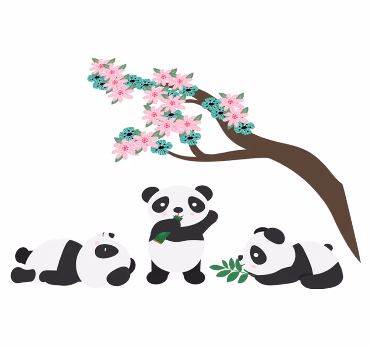 Vinil podovi životinja Šašavi panda klan - TenStickers