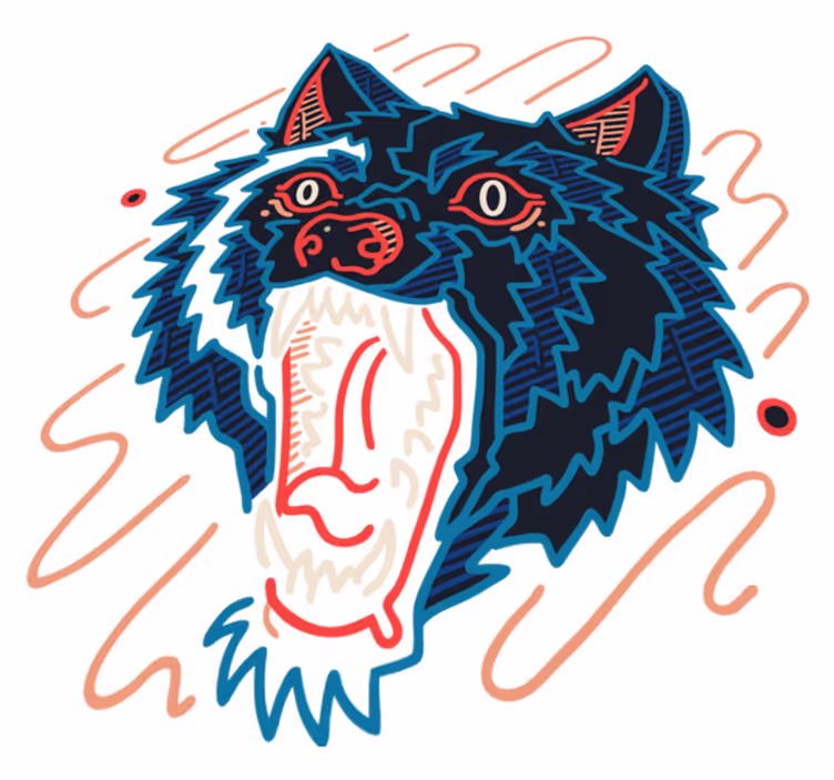 Vinil podovi životinja s grafikom vuka koji zavija - TenStickers