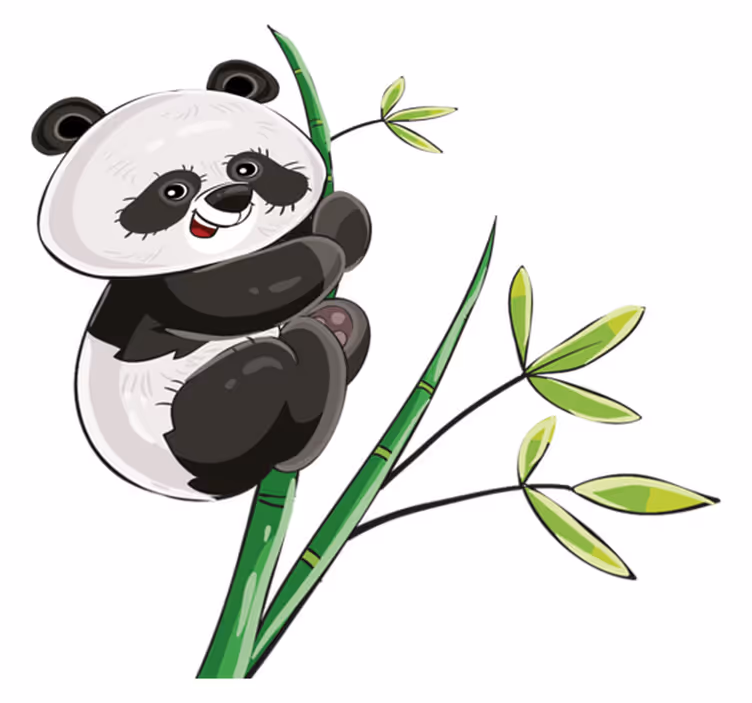 Vinil podovi životinja panda penje se na bambus - TenStickers