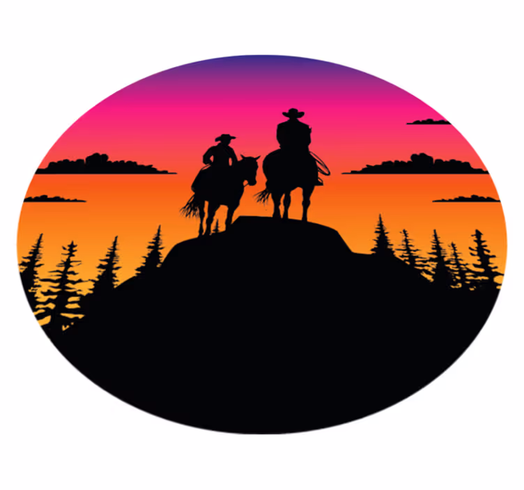 Vinil podovi životinja u planinama divljeg zapada i konjima - TenStickers