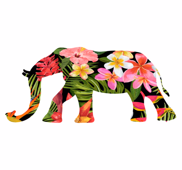 Vinil podovi životinja s cvjetnim slonom - TenStickers