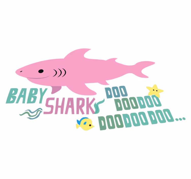 Vinil podovi životinja s tekstom pjesme baby shark - TenStickers