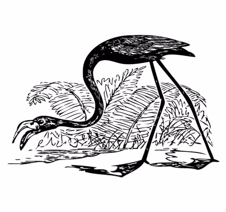 Vinil podovi životinja flamingo s paprati - TenStickers