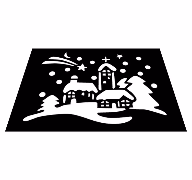 Vinil podovi božić crno-bijeli grad - TenStickers