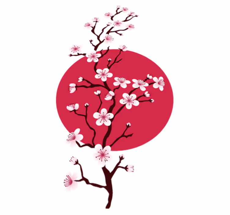 Vinil podovi cvijeće i biljke grane japanske trešnje - TenStickers