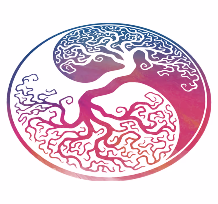 Vinil podovi cvijeće i biljke život drveta yin yang - TenStickers