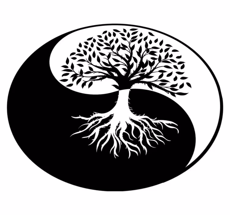 Vinil podovi cvijeće i biljke drvo života yin i yang - TenStickers