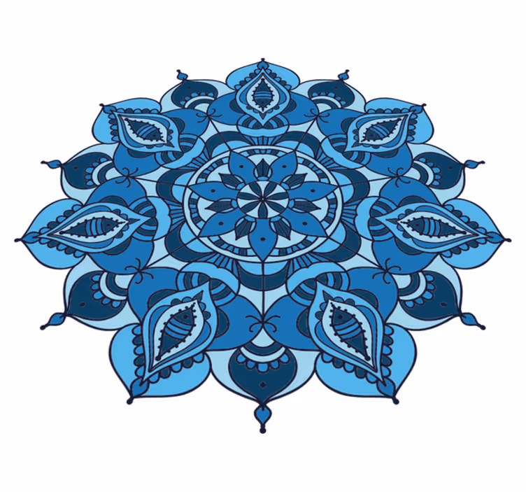 Vinil podovi cvijeće i biljke plava mandala s detaljima - TenStickers