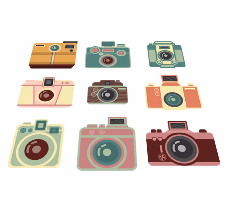 Vinil podovi blagovaonica s vintage kamerama - TenStickers