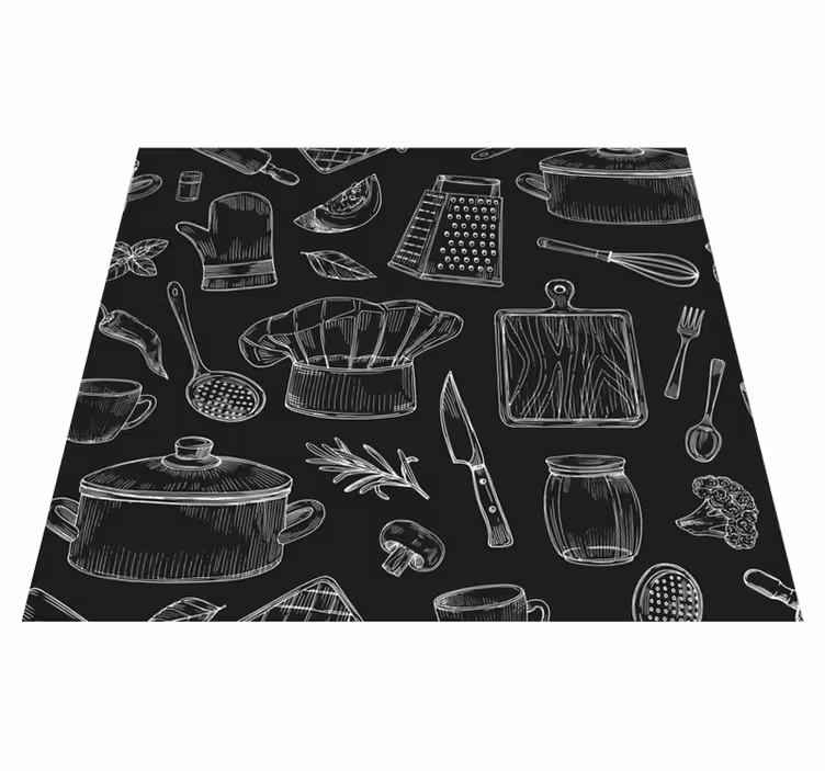Vinil pod u kuhinji s elegantnim priborom za jelo - TenStickers